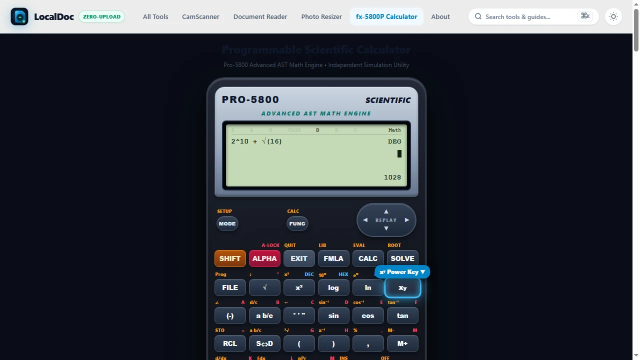 Compute exponents and nth roots with caret and radical keys