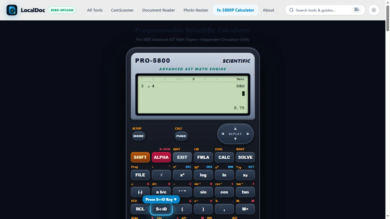 Toggle between exact fraction and decimal forms with S-to-D key