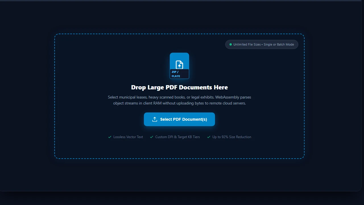 Select or drop PDF document into LocalDoc compressor