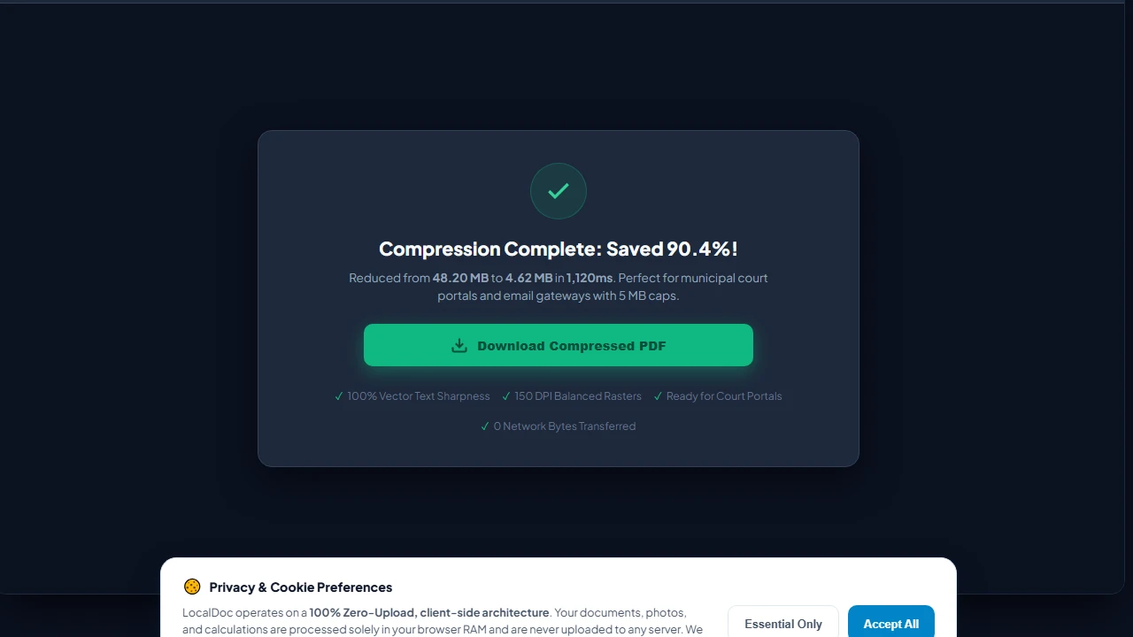 Download compressed PDF result card with verified savings