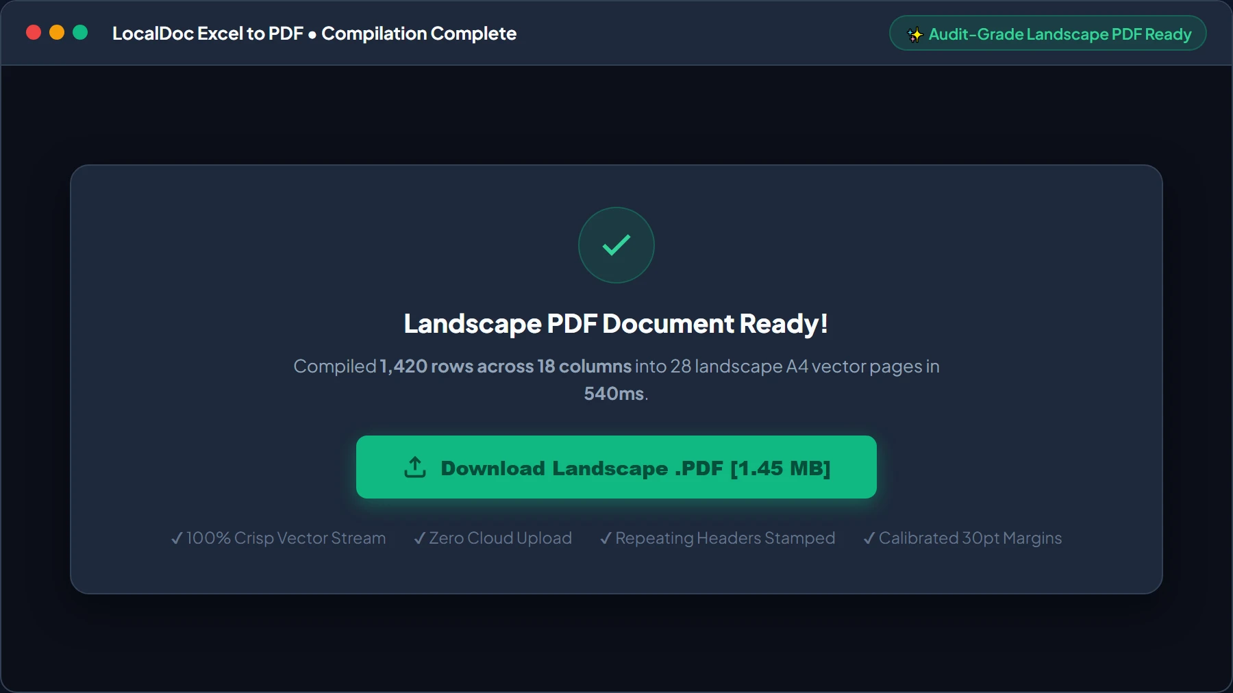 Download landscape PDF document result card