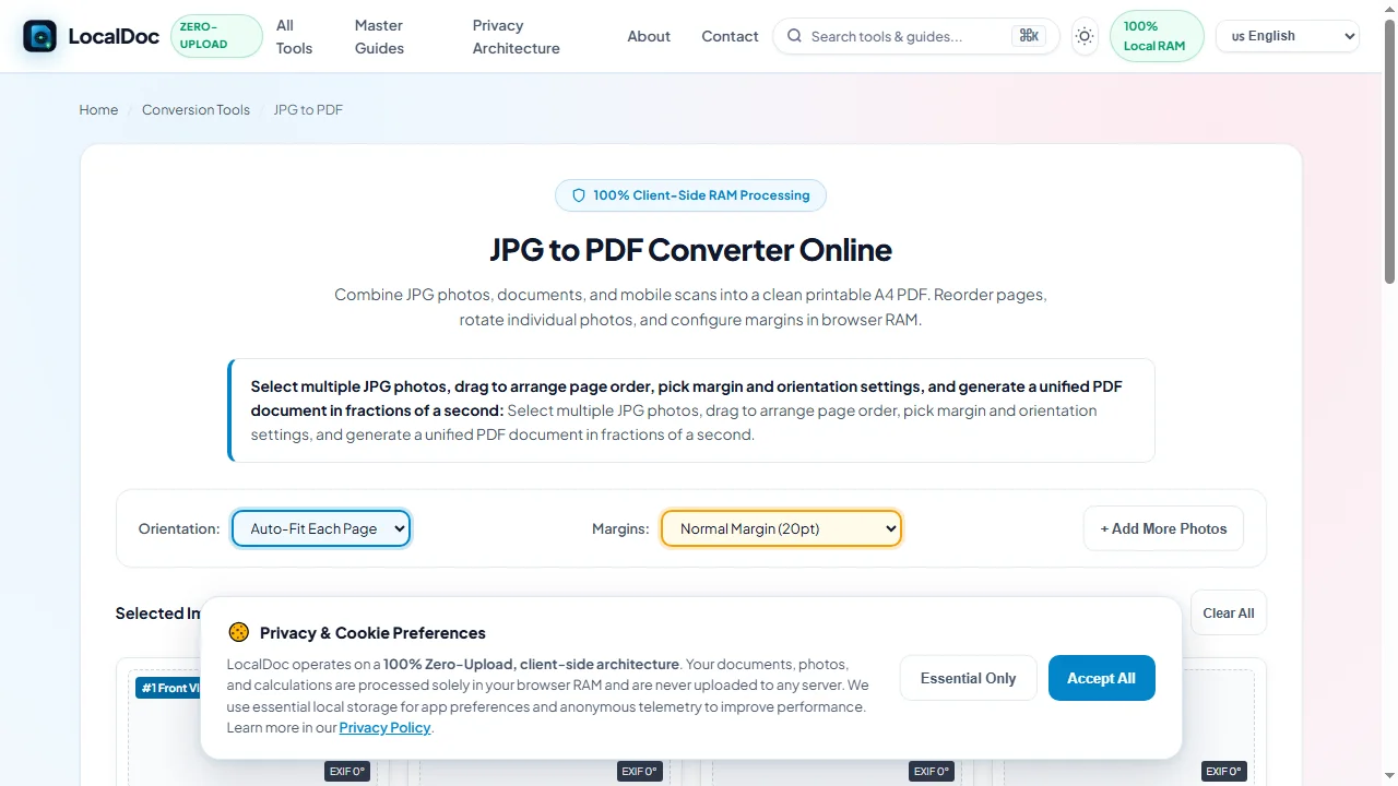 Configure page orientation and margin gutters for laser printing