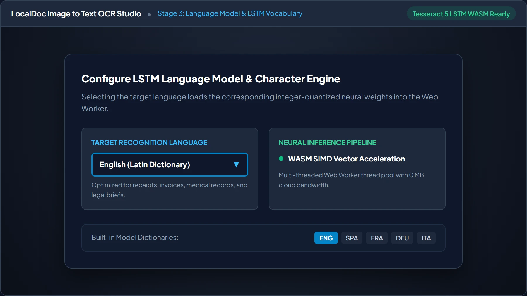 LSTM Neural Language Model and Vocabulary Selection Stage