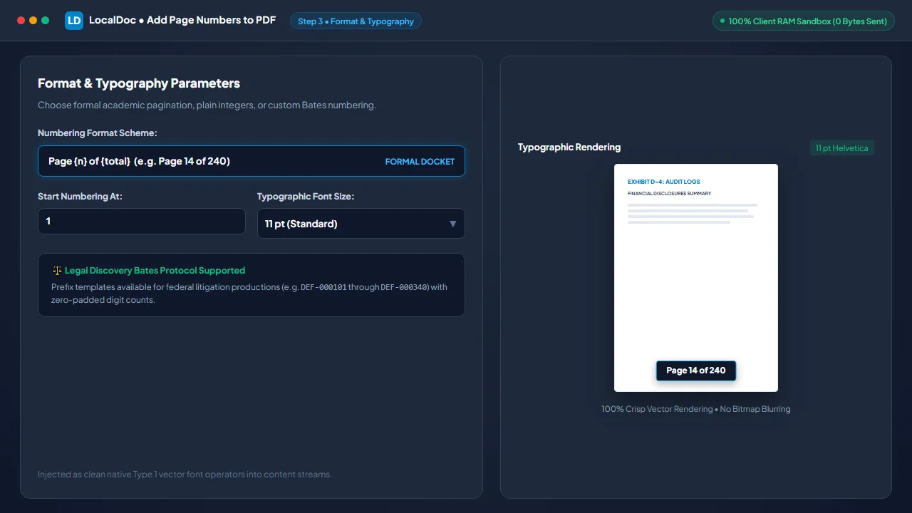 Configure numbering format scheme and typographic font parameters