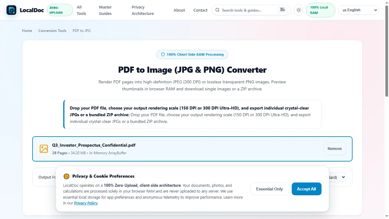 Load multi-page PDF document into LocalDoc PDF to Image studio