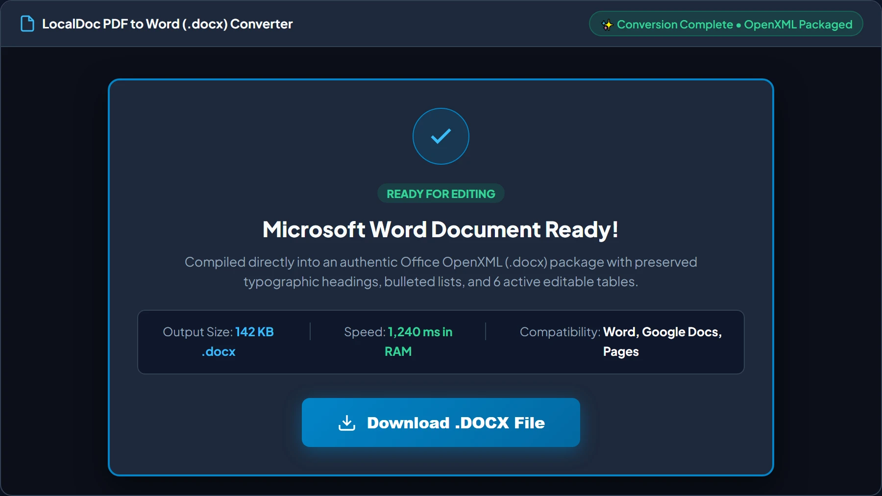 Download completed Word DOCX file in LocalDoc