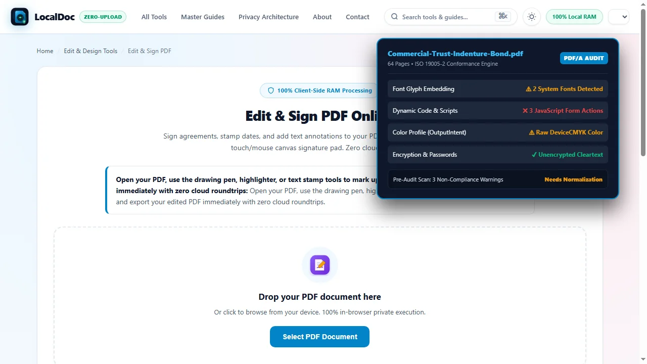 Load legal contract into LocalDoc browser RAM workspace