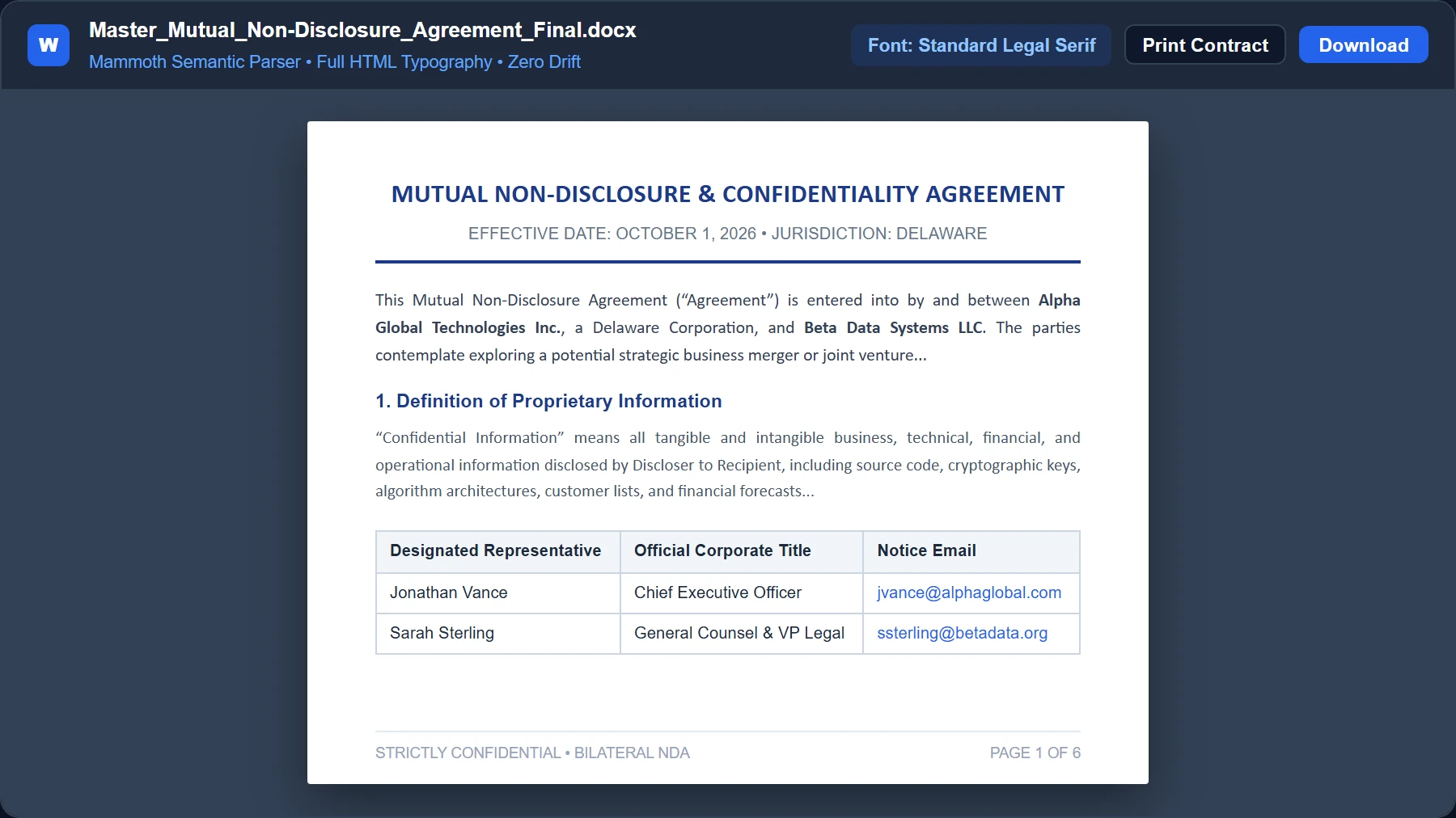 Word DOCX Semantic Compilation with Native Legal Typography