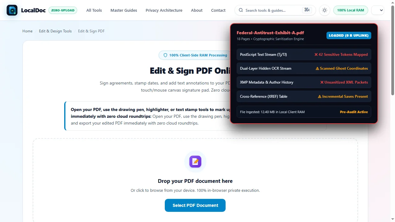 Load confidential document into LocalDoc browser RAM buffer