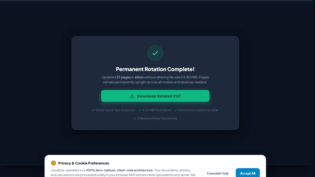 Download permanently rotated PDF result card