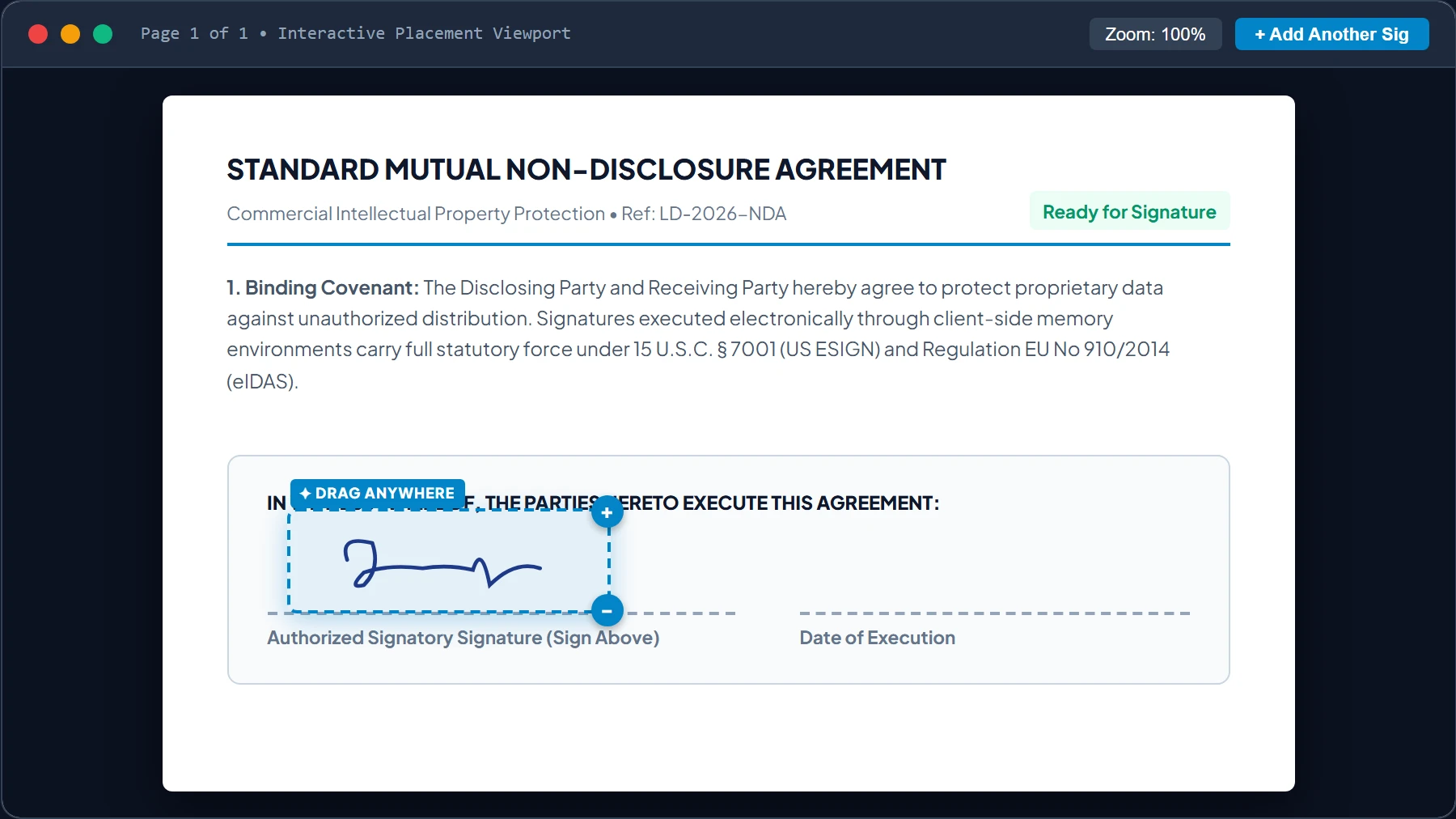 Live Document Preview with Draggable Signature Bounding Box and Corner Scale Handles