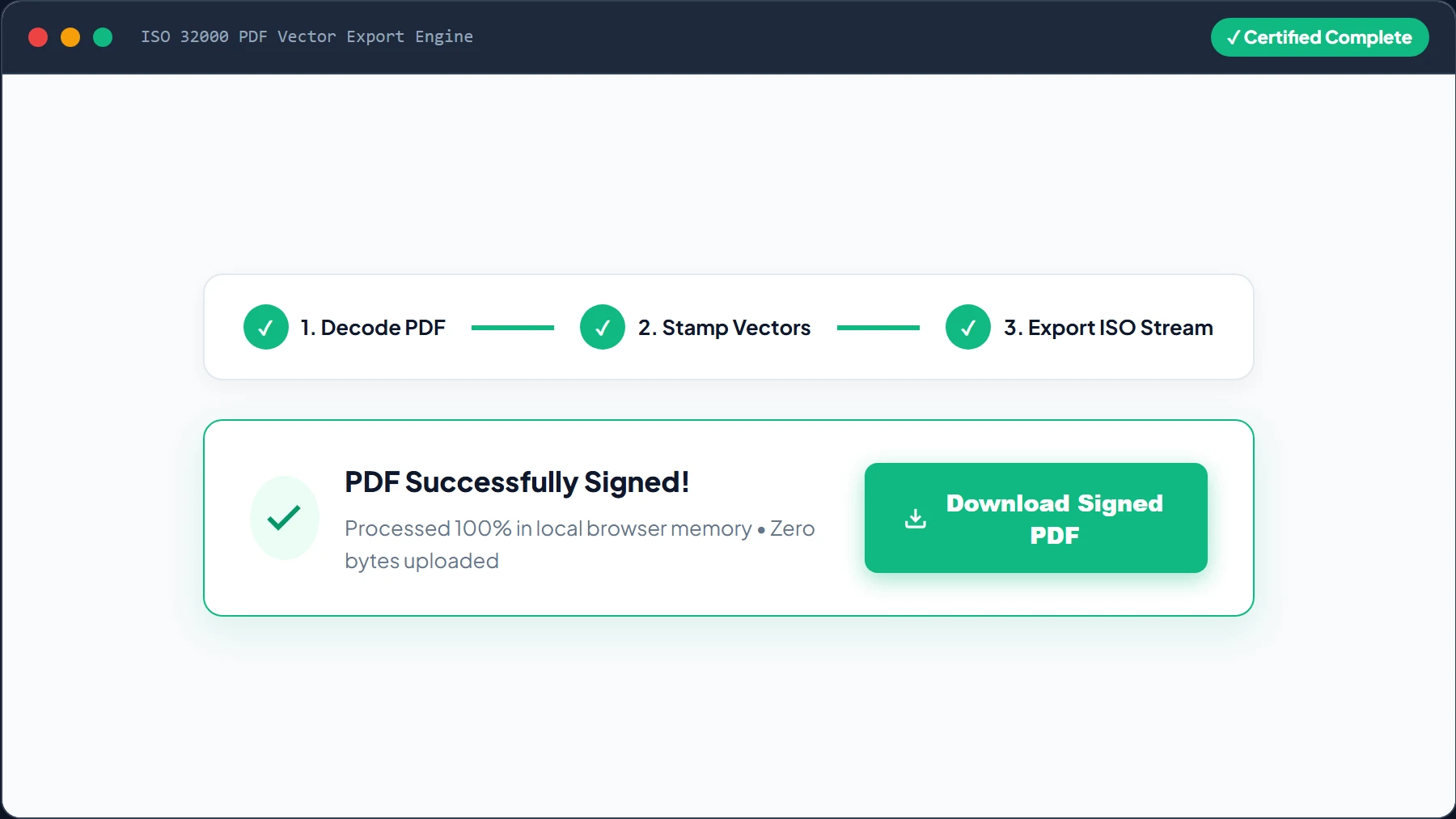 3-Step Workflow Indicator and Final Download Success Card