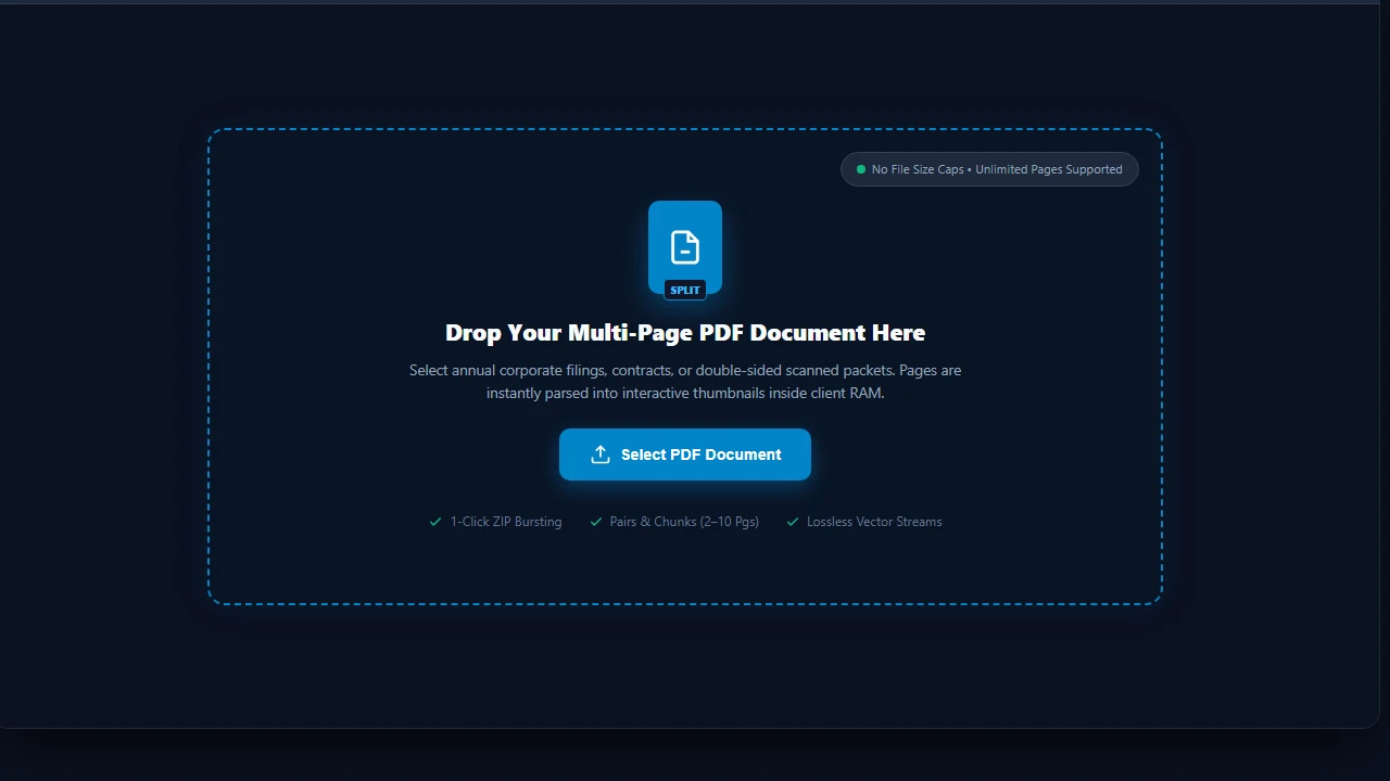 Select or drop multi-page PDF document into LocalDoc splitter