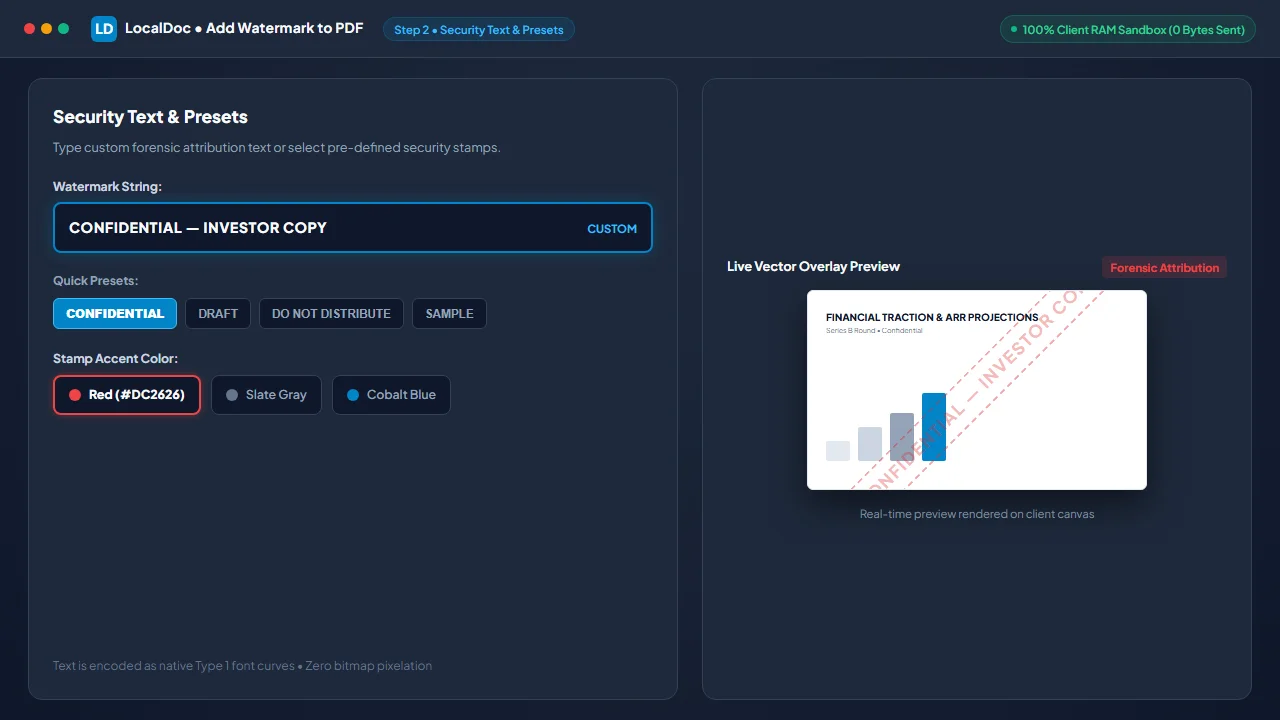 Customize security watermark text and select quick presets