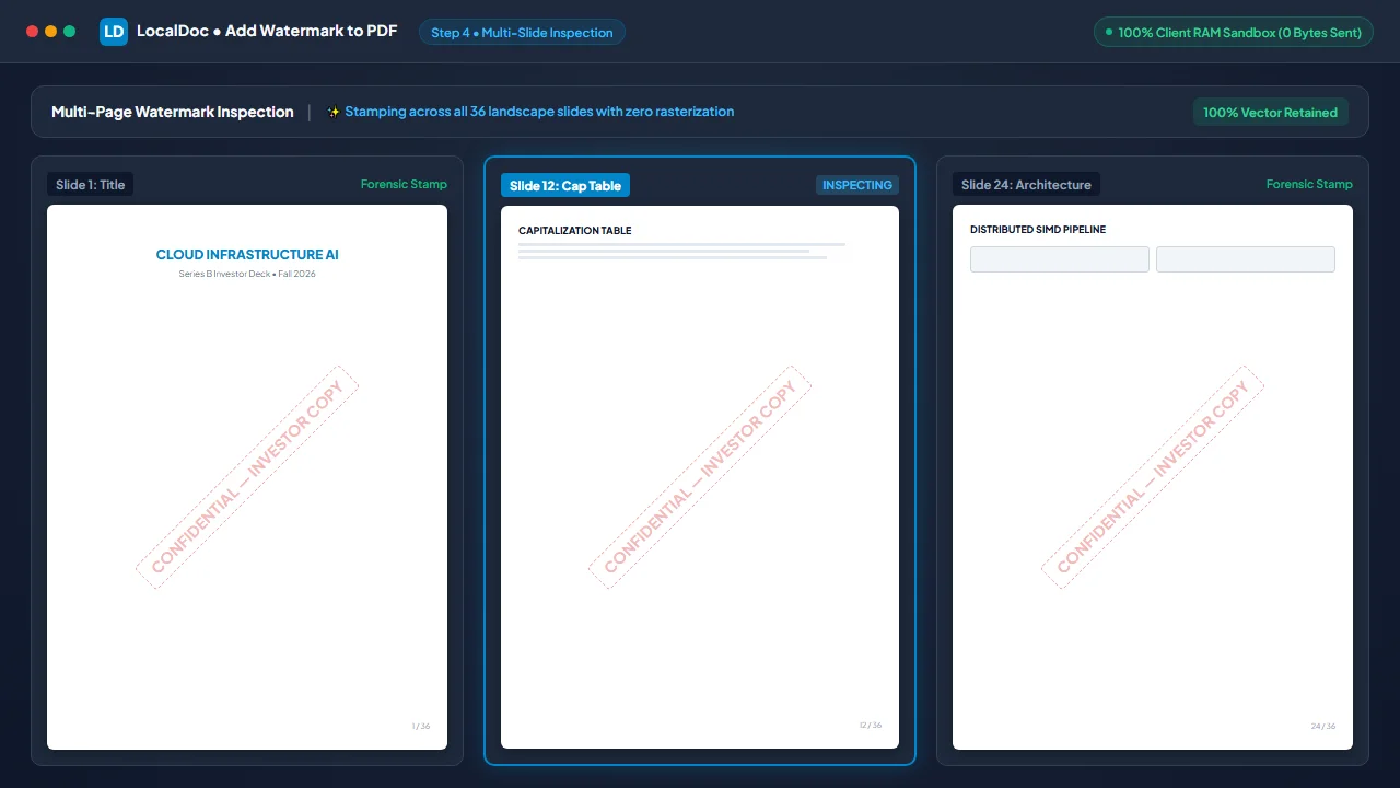Verify watermark readability across interactive multi-slide preview