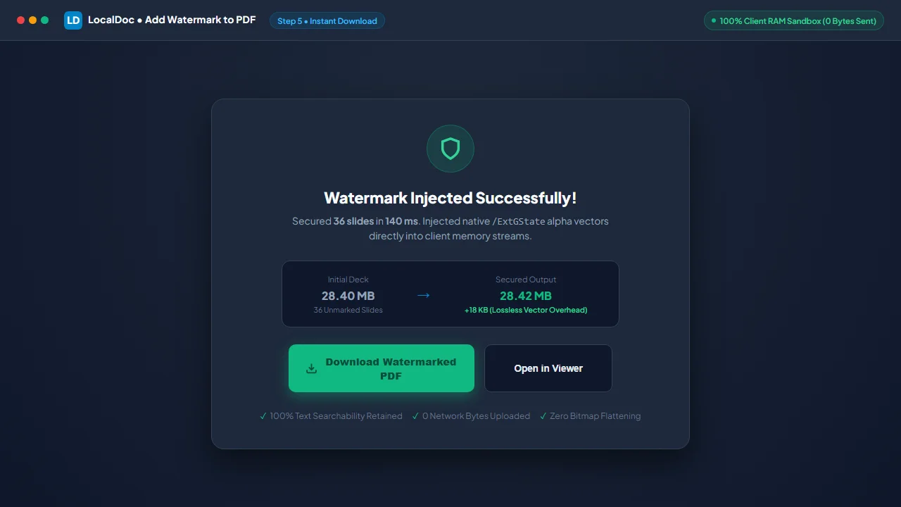 Download watermarked PDF document with instant execution metrics