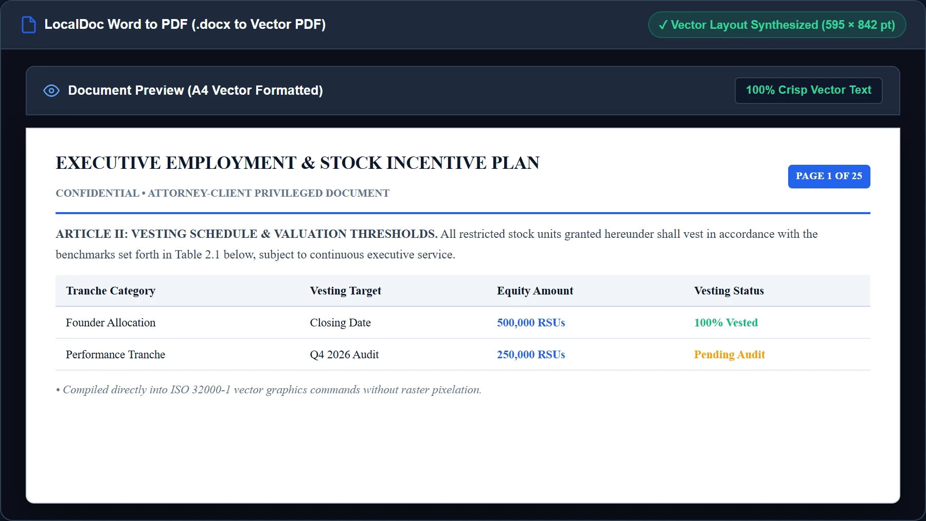 Live vector PDF layout and pagination preview